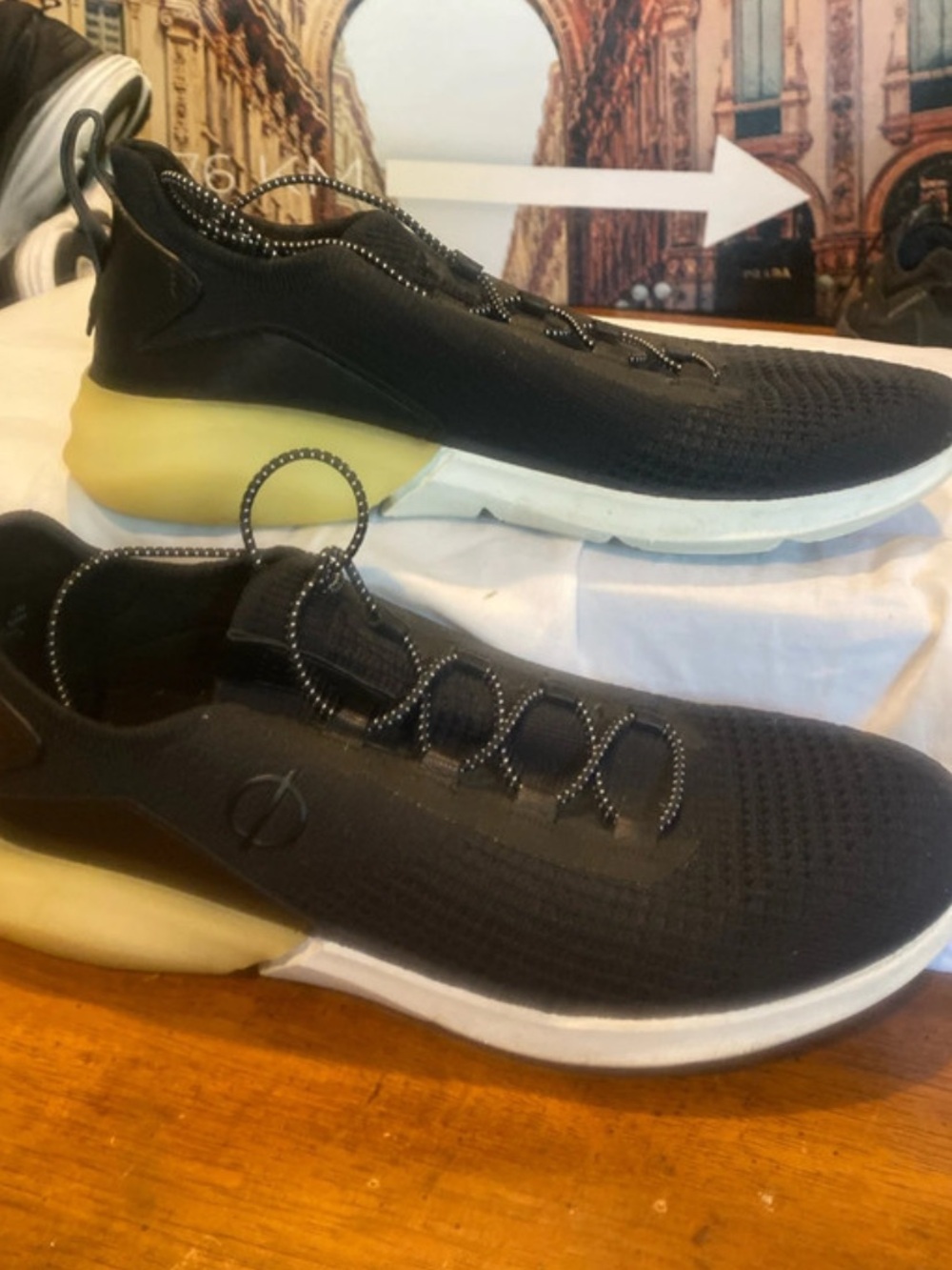 Cole Haan Men's Black Slip-On Athletic Sneakers with Yellow Heel